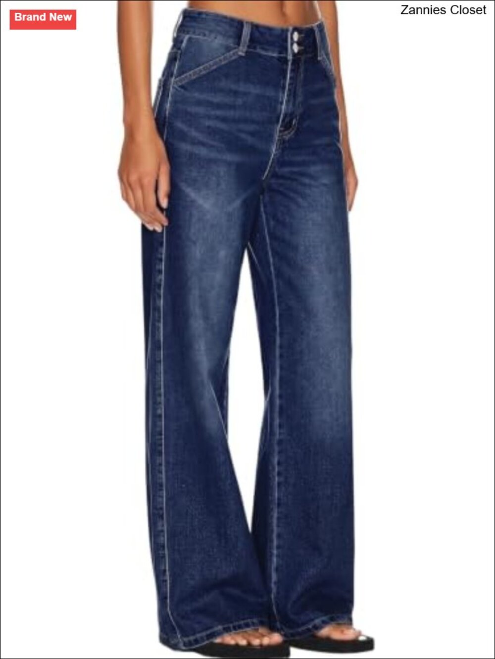 Wide Leg High Waisted Jeans with Tummy Control and Pockets